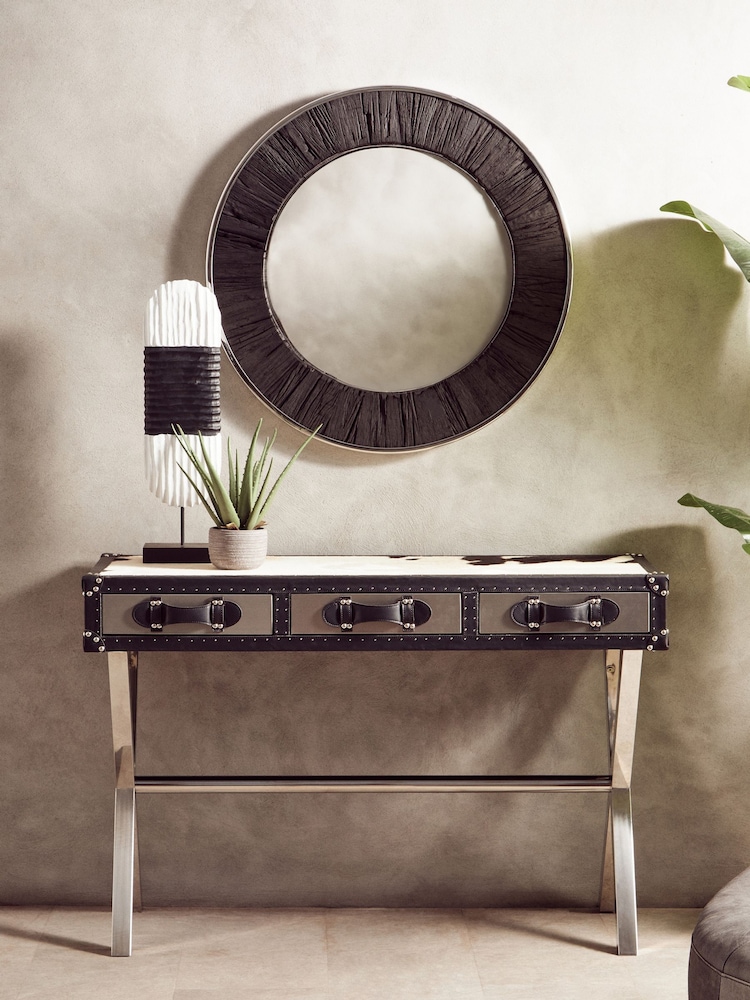 Interiors by Premier Black White Genuine Cowhide Console Table - Image 1 of 6 Interiors by Premier Black White Genuine Cowhide Console Table - Image 1 of 6