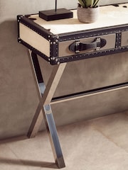 Interiors by Premier Black White Genuine Cowhide Console Table - Image 2 of 6