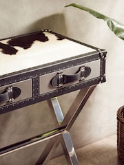 Interiors by Premier Black White Genuine Cowhide Console Table - Image 3 of 6