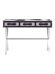 Interiors by Premier Black White Genuine Cowhide Console Table - Image 5 of 6