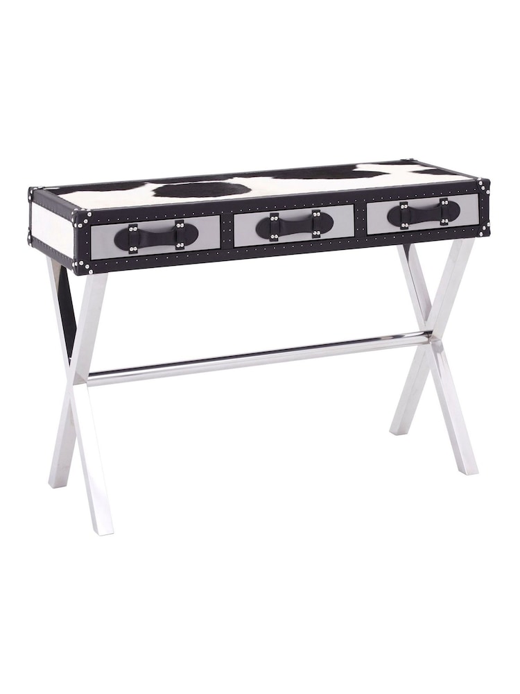 Interiors by Premier Black White Genuine Cowhide Console Table - Image 6 of 6 Interiors by Premier Black White Genuine Cowhide Console Table - Image 6 of 6