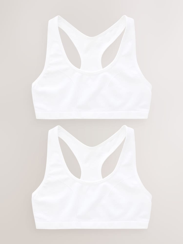 Bela - Seamfree Racer Crop Tops 2 Pack (7-16yrs) - Slika 1 iz 2 Bela - Seamfree Racer Crop Tops 2 Pack (7-16yrs) - Slika 1 iz 2
