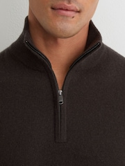 Reiss Chocolate Melange Royal 100% Cashmere Half-Zip Jumper - Image 5 of 7