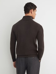 Reiss Chocolate Melange Royal 100% Cashmere Half-Zip Jumper - Image 6 of 7