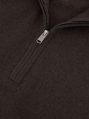 Reiss Chocolate Melange Royal 100% Cashmere Half-Zip Jumper - Image 7 of 7
