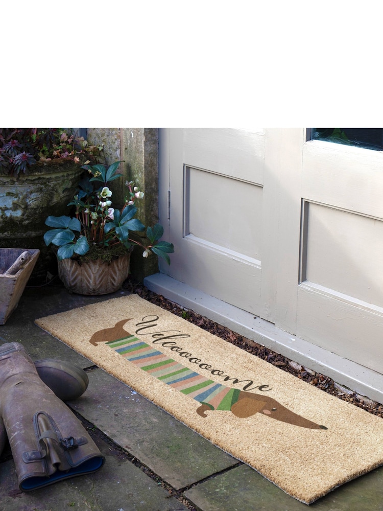 Artsy Mats Brown Sasuage Dog Coir Patio Doormat - Image 1 of 6 Artsy Mats Brown Sasuage Dog Coir Patio Doormat - Image 1 of 6