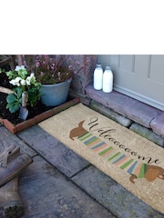 Artsy Mats Brown Sasuage Dog Coir Patio Doormat - Image 3 of 6