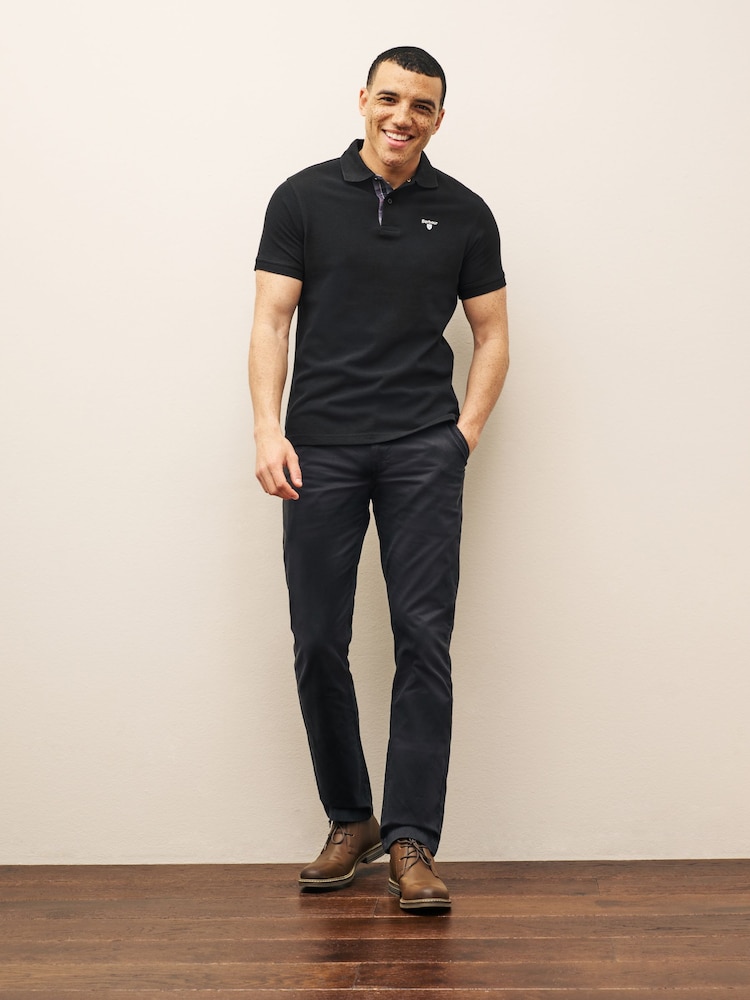 Barbour® Black 100% Cotton Classic Polo Shirt - Image 3 of 6