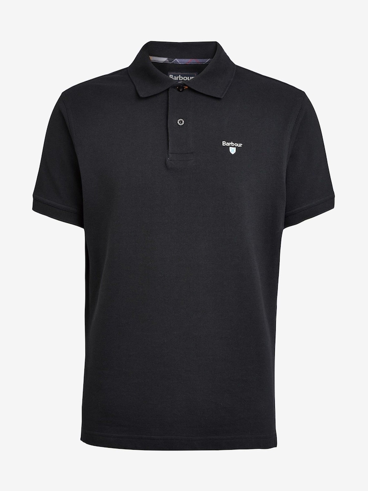 Barbour® Black 100% Cotton Classic Polo Shirt - Image 6 of 6