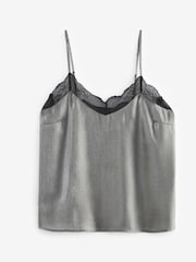 Silber-Metallic - Trägertop mit Spitzenbesatz - Bild 5 von 7