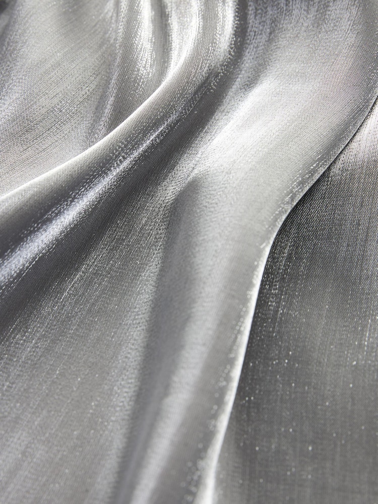 Silber-Metallic - Trägertop mit Spitzenbesatz - Bild 7 von 7