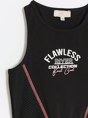 River Island Black Girls 100% Cotton Active Mesh Crop Top - Image 4 of 5