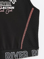 River Island Black Girls 100% Cotton Active Mesh Crop Top - Image 5 of 5