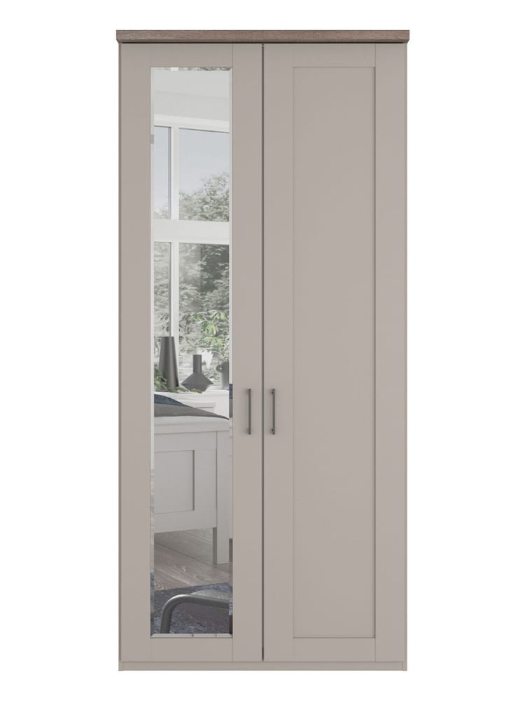 Wiemann Pebble Grey Truro Wood and Mirror Semi Fitted Wardrobe - Image 3 of 3