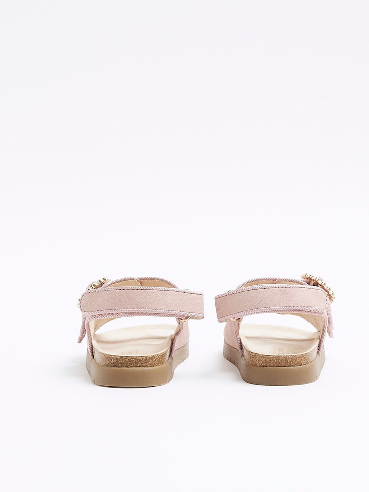 River Island Pink Girls Denim Corkbed Sandals - Image 2 of 4 River Island Pink Girls Denim Corkbed Sandals - Image 2 of 4