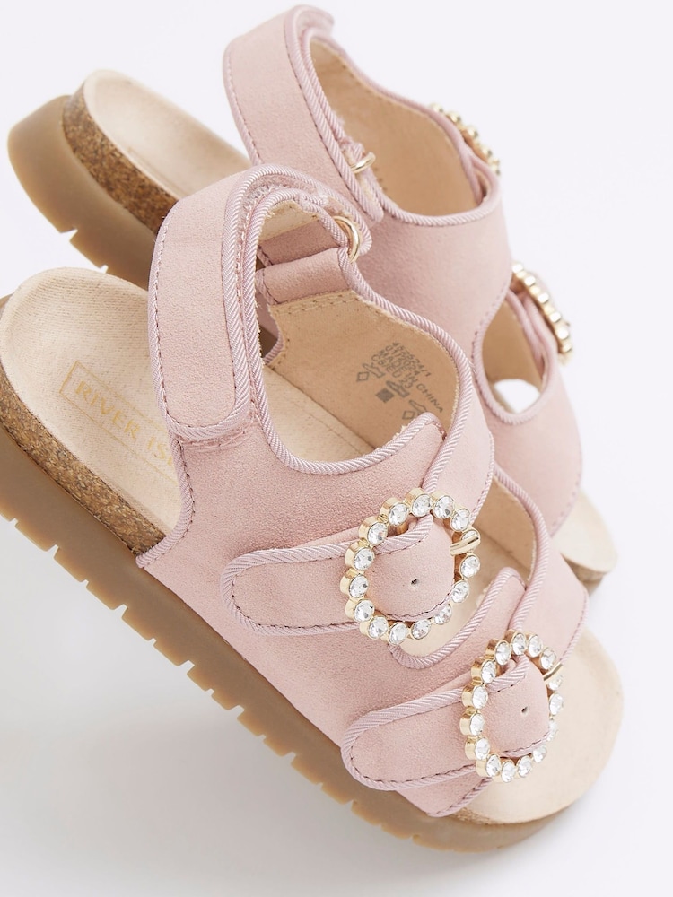 River Island Pink Girls Denim Corkbed Sandals - Image 4 of 4 River Island Pink Girls Denim Corkbed Sandals - Image 4 of 4