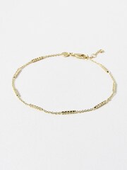 Oliver Bonas Gold Plated Kai Textured Bar Detail Anklet - Image 1 of 4