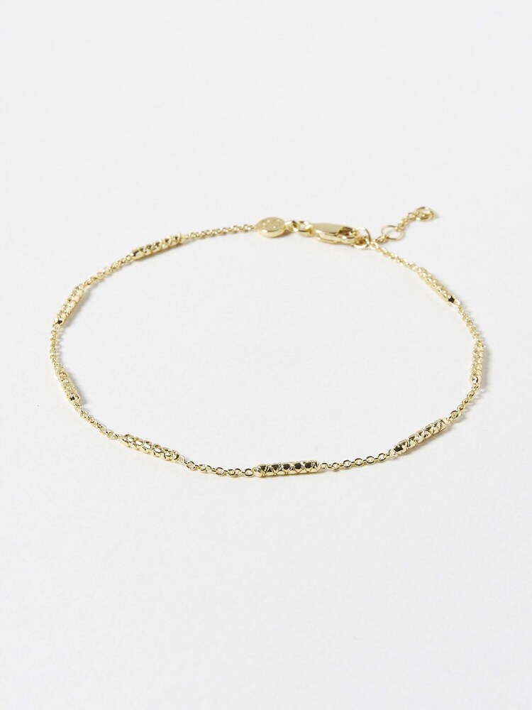 Oliver Bonas Gold Plated Kai Textured Bar Detail Anklet - Image 1 of 4 Oliver Bonas Gold Plated Kai Textured Bar Detail Anklet - Image 1 of 4