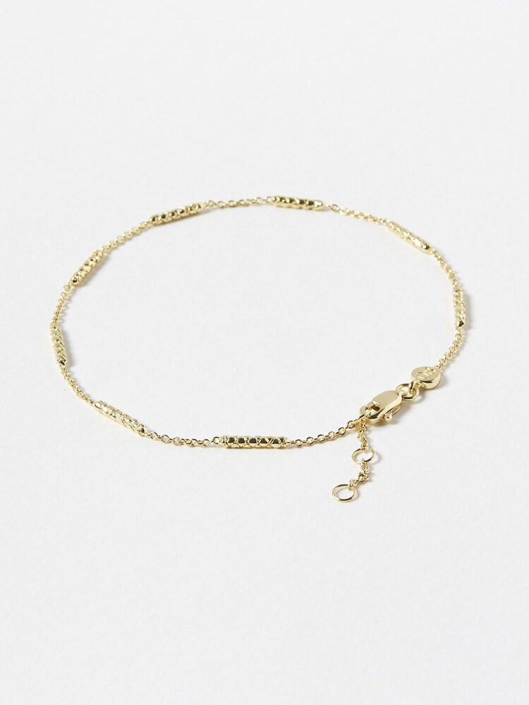 Oliver Bonas Gold Plated Kai Textured Bar Detail Anklet - Image 2 of 4 Oliver Bonas Gold Plated Kai Textured Bar Detail Anklet - Image 2 of 4