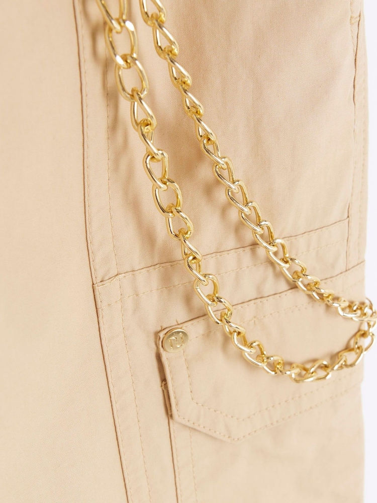 River Island Brown Girls Trim Detail Cargo Trousers - Image 3 of 3 River Island Brown Girls Trim Detail Cargo Trousers - Image 3 of 3