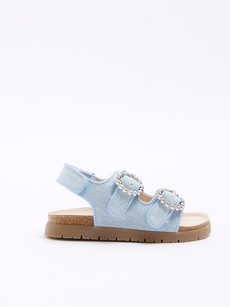 River Island Blue Girls Denim Corkbed Sandals - Image 1 of 4 River Island Blue Girls Denim Corkbed Sandals - Image 1 of 4
