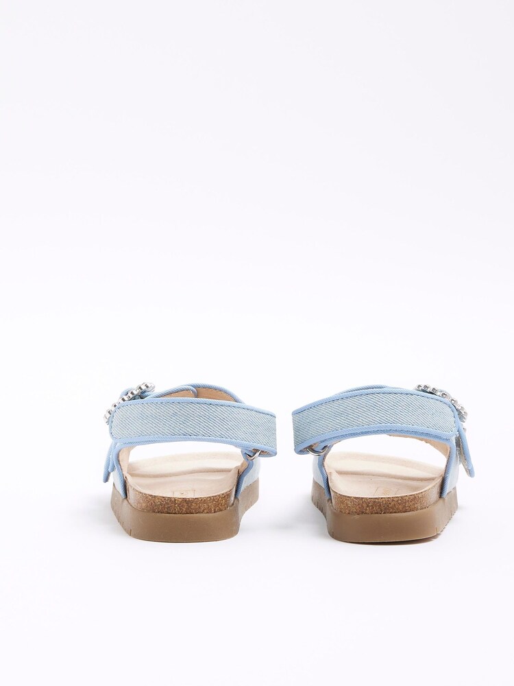 River Island Blue Girls Denim Corkbed Sandals - Image 2 of 4 River Island Blue Girls Denim Corkbed Sandals - Image 2 of 4