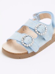 River Island Blue Girls Denim Corkbed Sandals - Image 3 of 4