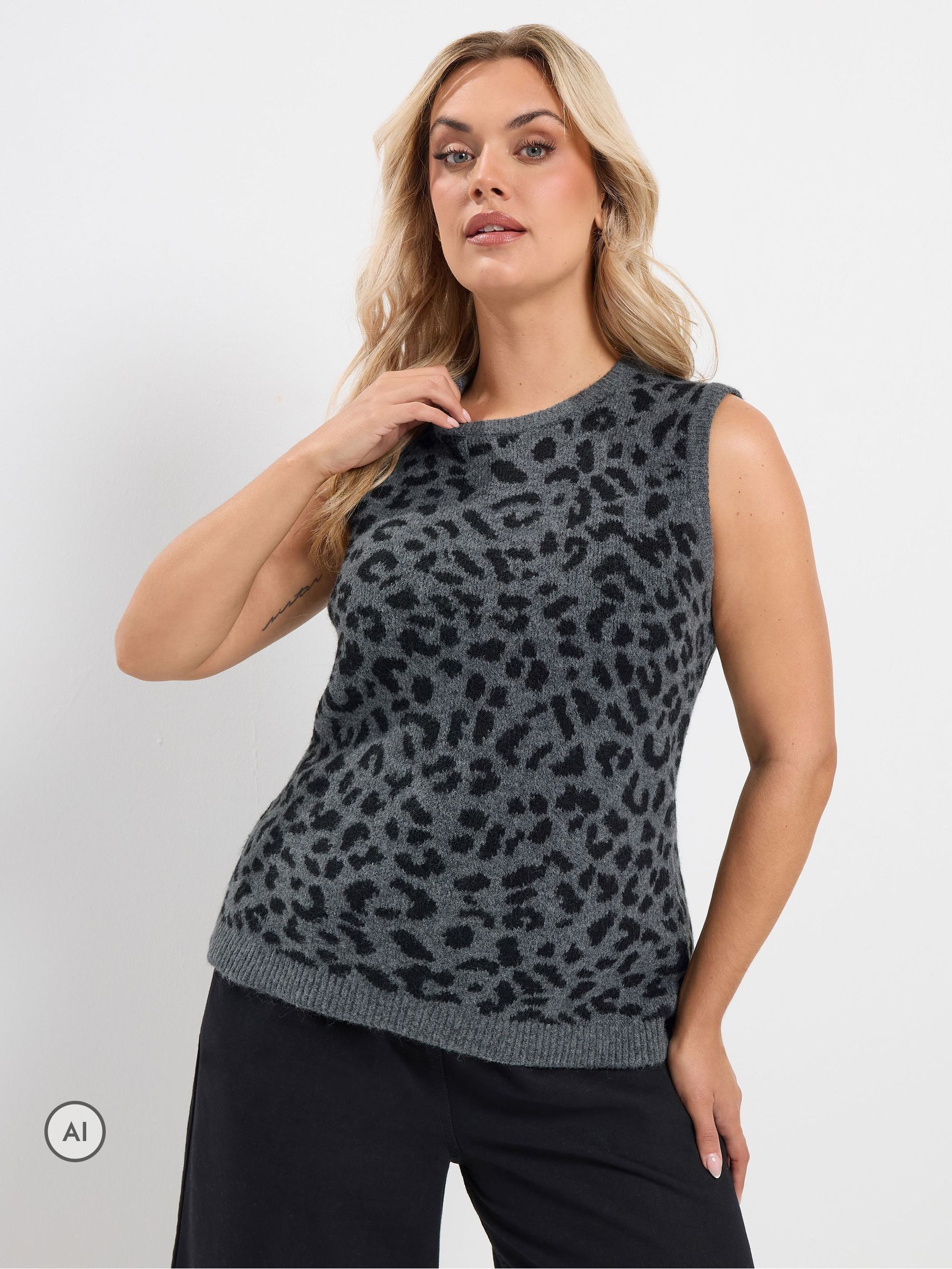 Yours Women's Grey Knitted Vest Top In | Size: 30/32 - Image 2
