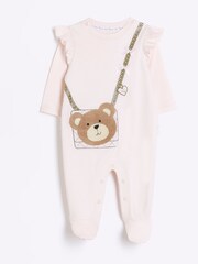 River Island Pink Baby Girls Graphic Sleepsuit - Image 1 of 4