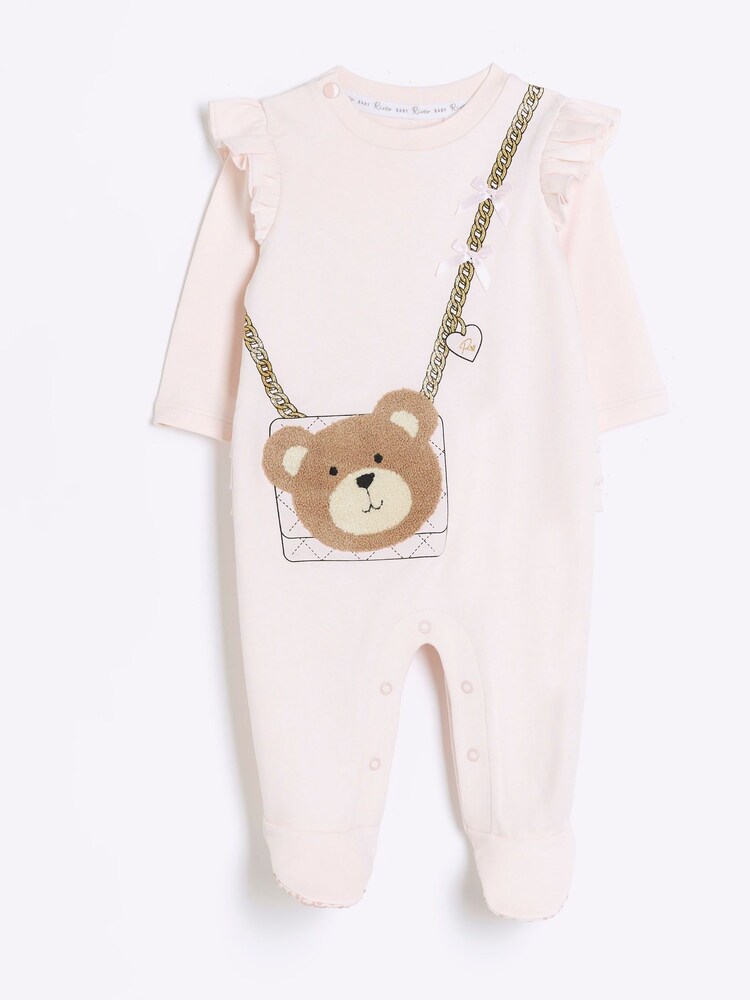 River Island Pink Baby Girls Graphic Sleepsuit - Image 1 of 4