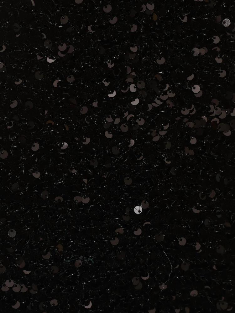 Quiz Black Sequin Maxi Dress With Asymetric Keyhole Neck Detail - Image 4 of 4
