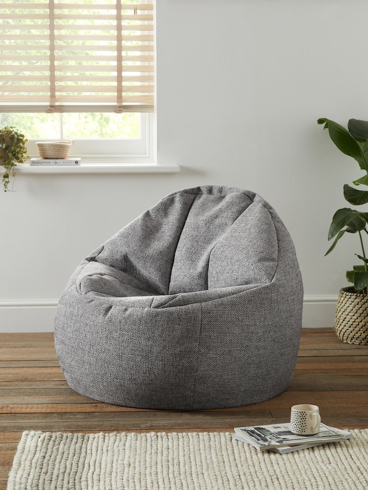 Charcoal Grey Chunky Weave Bean Bag Chair - Image 1 of 3