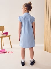 Blue Cotton Rich Button Front Lace Gingham School Dress (3-14yrs) - Image 2 of 8