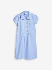 Blue Cotton Rich Button Front Lace Gingham School Dress (3-14yrs) - Image 5 of 8
