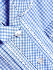 Blue Cotton Rich Button Front Lace Gingham School Dress (3-14yrs) - Image 7 of 8