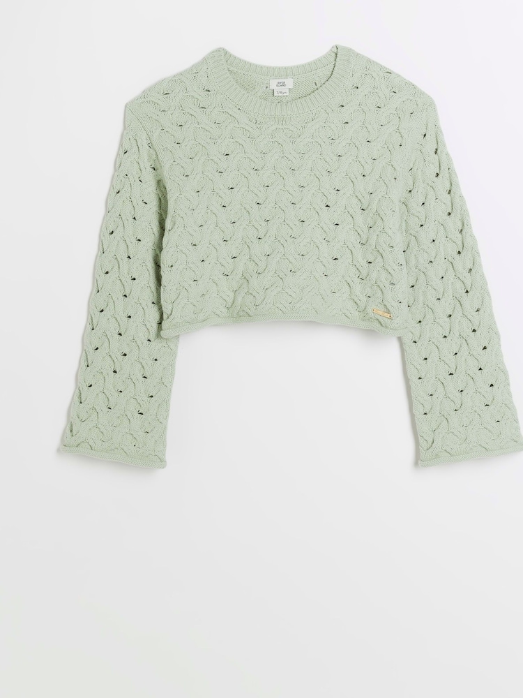 River Island Green Girls Honeycomb Jumper - Image 1 of 3