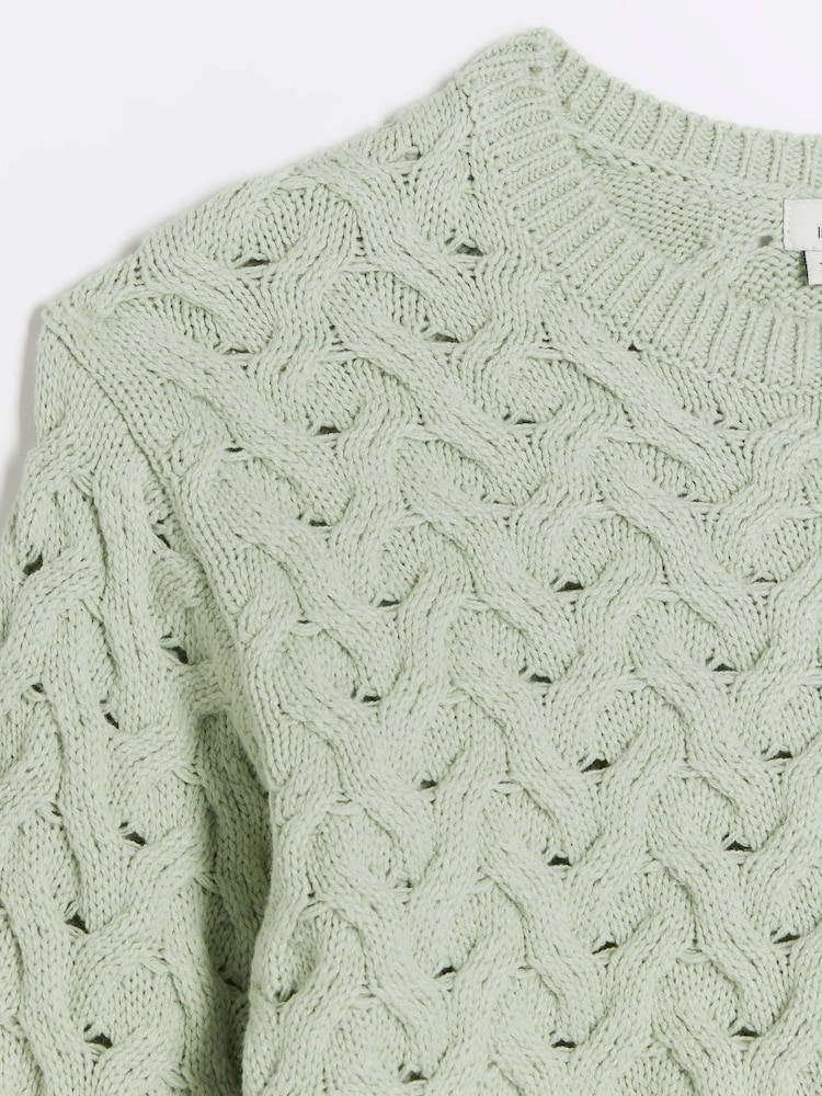 River Island Green Girls Honeycomb Jumper - Image 2 of 3