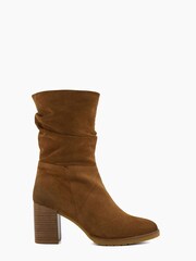 Dune London Natural Prominent Ruched Heeled Ankle Boots - Image 1 of 6