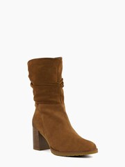 Dune London Natural Prominent Ruched Heeled Ankle Boots - Image 3 of 6