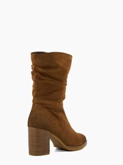 Dune London Natural Prominent Ruched Heeled Ankle Boots - Image 4 of 6