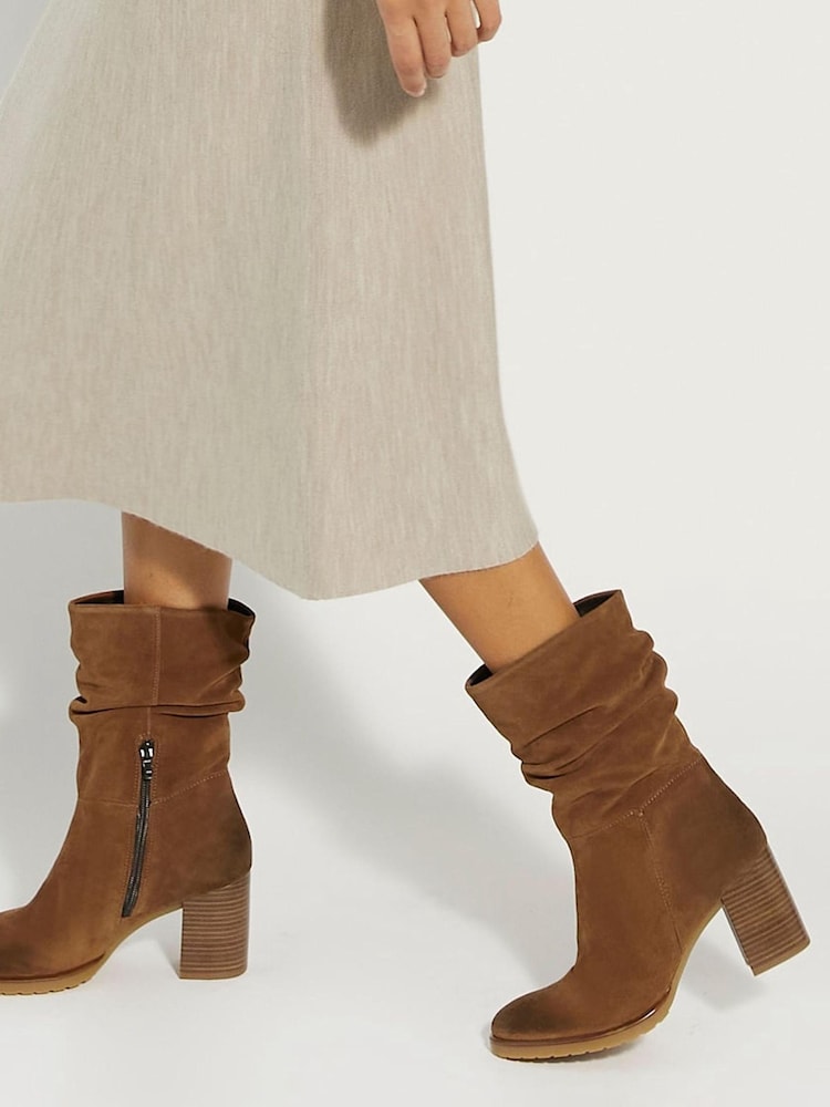 Dune London Natural Prominent Ruched Heeled Ankle Boots - Image 6 of 6