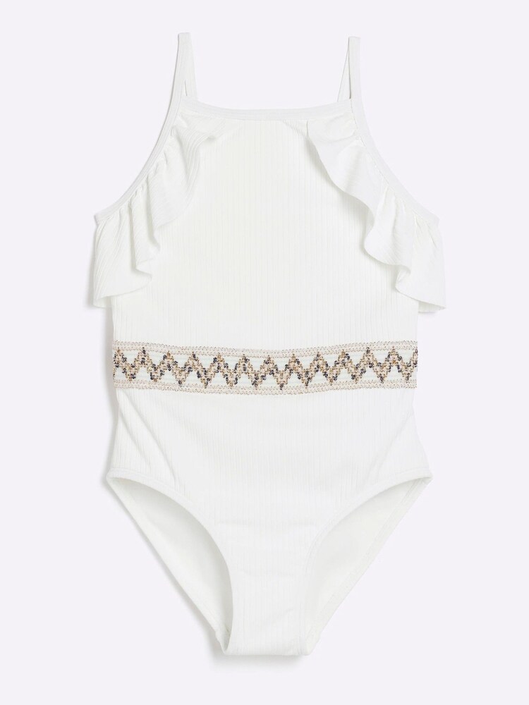 River Island White Girls Ombre Glitter Swimsuit - Image 1 of 6