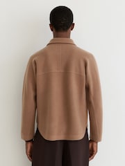 Reiss Camel Lockwood Boiled Wool Twin-Pocket Overshirt - Image 5 of 7