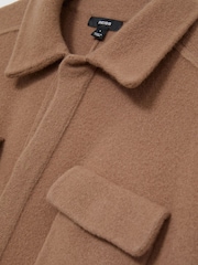 Reiss Camel Lockwood Boiled Wool Twin-Pocket Overshirt - Image 7 of 7