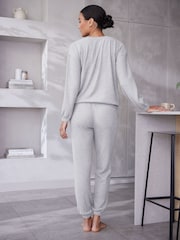 Grey Soft Waffle Long Sleeve Pyjamas - Image 3 of 9