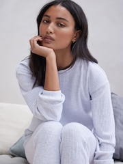 Grey Soft Waffle Long Sleeve Pyjamas - Image 4 of 9