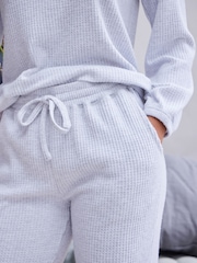 Grey Soft Waffle Long Sleeve Pyjamas - Image 6 of 9