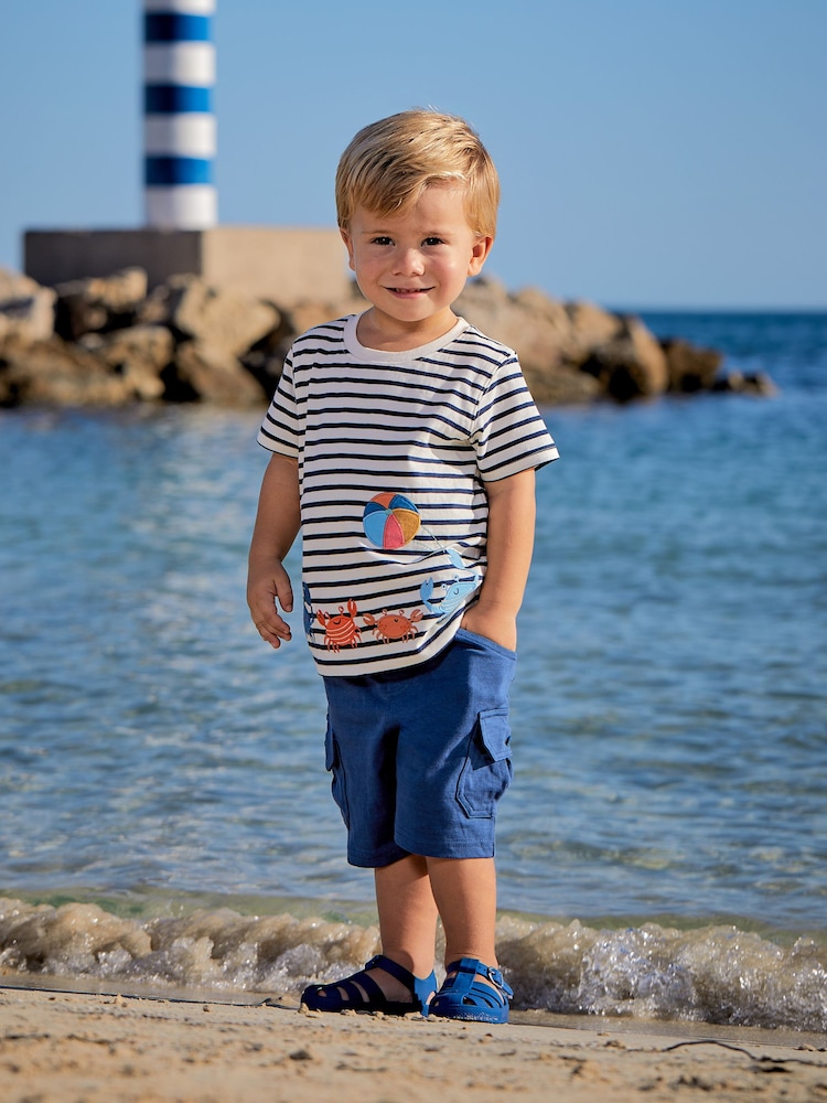 JoJo Maman Bébé Indigo Blue & Navy Blue 2-Pack Cargo Jogger Shorts - Image 6 of 6 JoJo Maman Bébé Indigo Blue & Navy Blue 2-Pack Cargo Jogger Shorts - Image 6 of 6