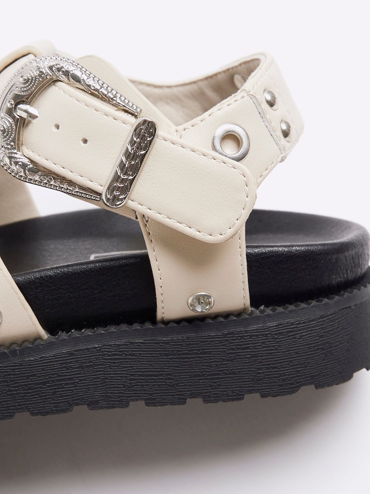 River Island Cream Girls Studded Gladiator Sandals - Image 4 of 4