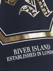 River Island Blue Boys Monogram RR T-Shirt - Image 4 of 4